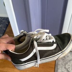 Vans Olive and White Classic Sneakers